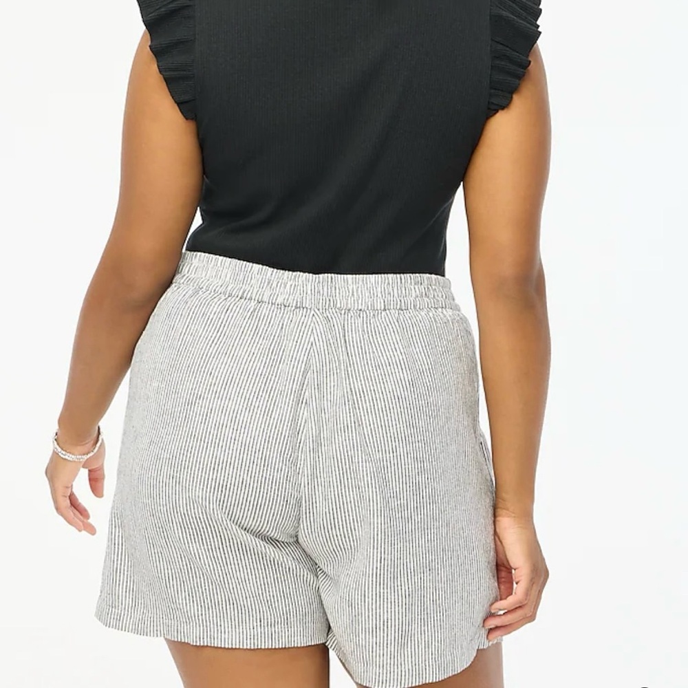 J. Crew Drawstring Linen Black and White Striped Shorts - Picture 3 of 12